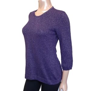 🩵WINDSMOOR Metallic Pullover Sweater Lambswool Angora Cashmere Blend